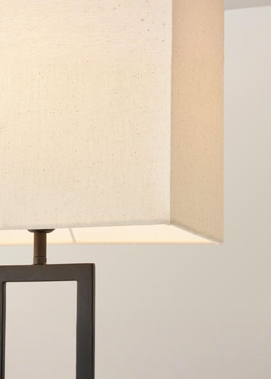 ValueLights Gloria Black Double Stem Table Lamp with Rectangular Lampshade