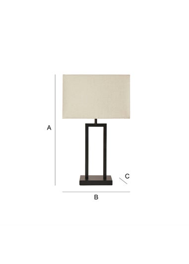 ValueLights Gloria Black Double Stem Table Lamp with Rectangular Lampshade