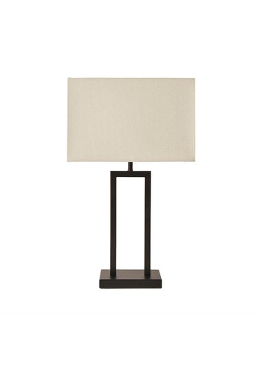 ValueLights Gloria Black Double Stem Table Lamp with Rectangular Lampshade
