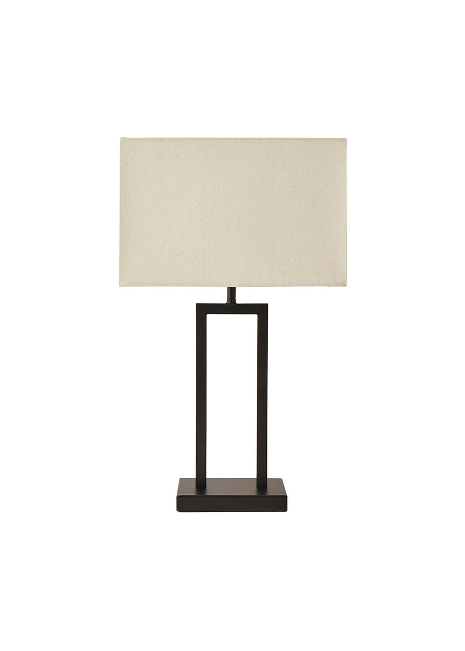 ValueLights Gloria Black Double Stem Table Lamp with Rectangular Lampshade