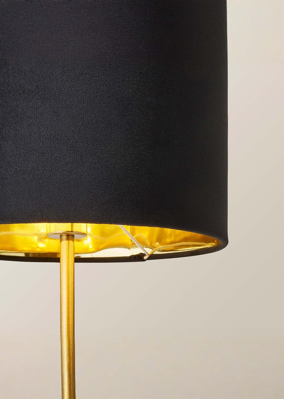 ValueLights Christina Gold Palm Leaf Table Lamp Black Velvet Lampshade