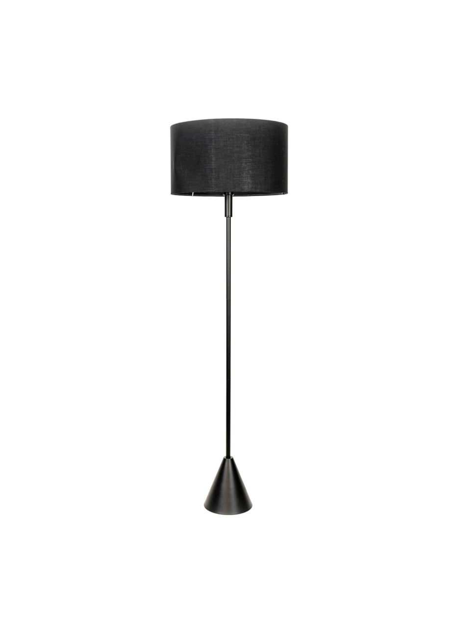 ValueLights Mitch Wood Triangle Floor Lamp Black Lampshade