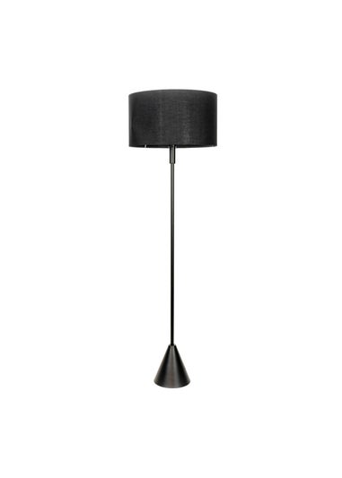 ValueLights Mitch Wood Triangle Floor Lamp Black Lampshade