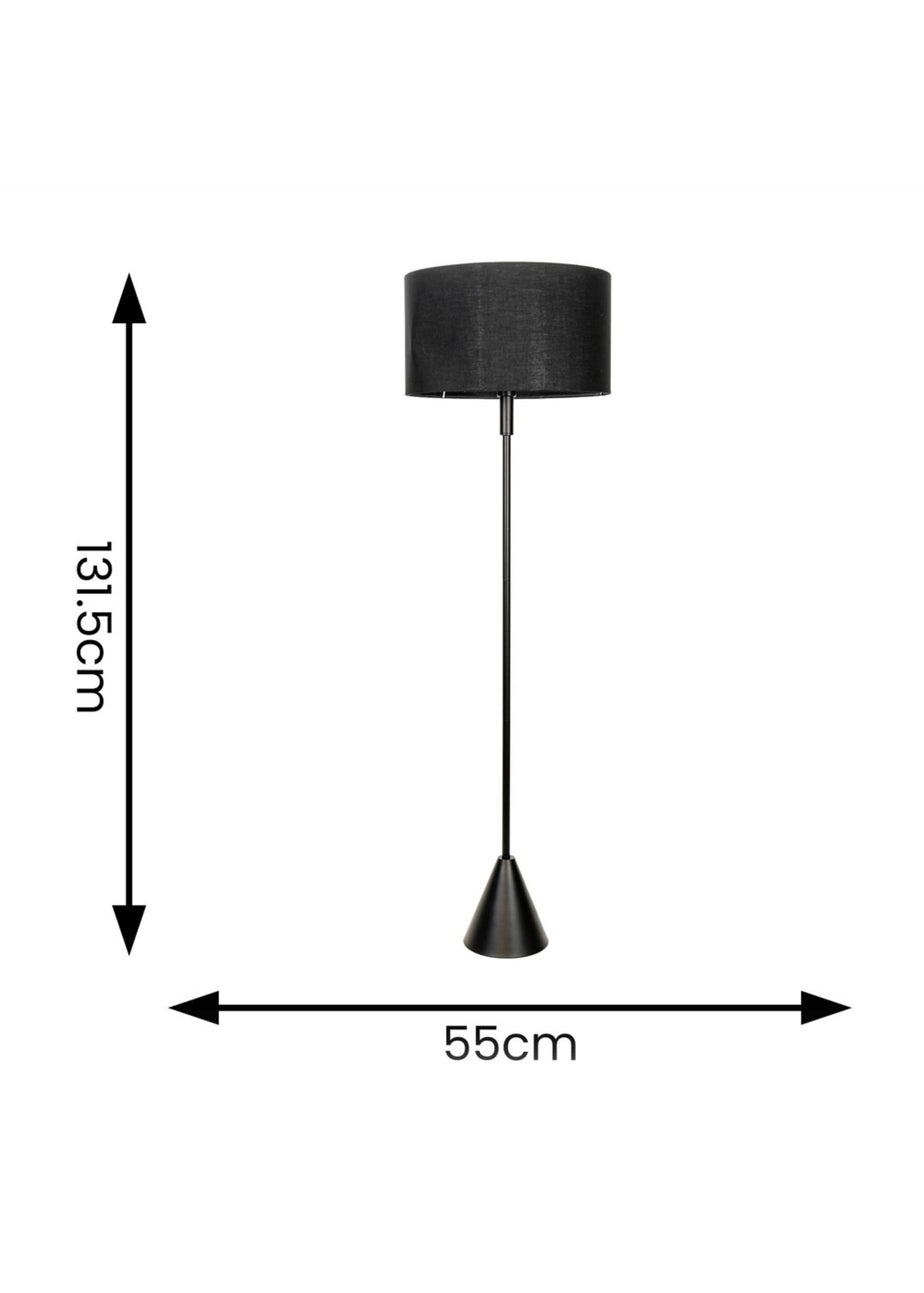 ValueLights Mitch Wood Triangle Floor Lamp Black Lampshade