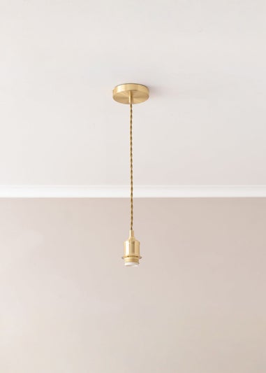 ValueLights Shaw Brushed Gold Adjustable Pendant Ceiling Light