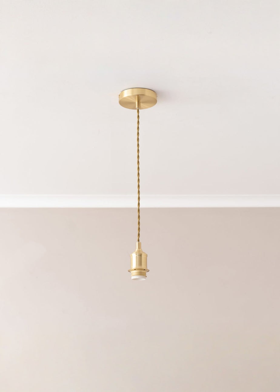 ValueLights Shaw Brushed Gold Adjustable Pendant Ceiling Light