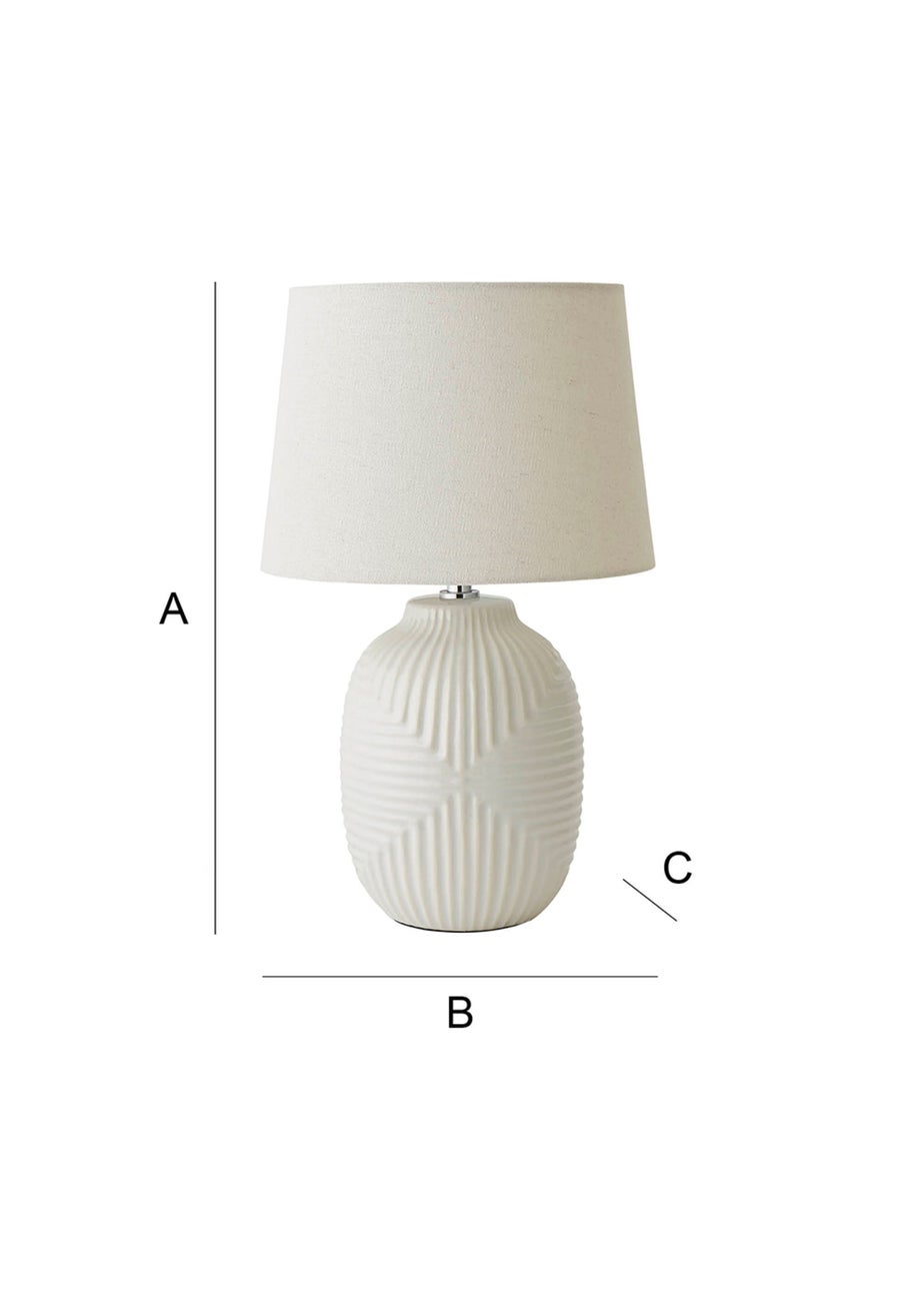 ValueLights Harrison White Ribbed Medium Table Lamp