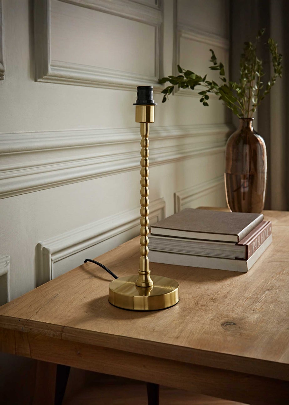 ValueLights Maeve Brushed Gold Bobbin Table Lamp Base