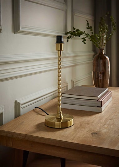 ValueLights Maeve Brushed Gold Bobbin Table Lamp Base