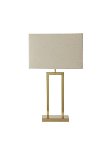ValueLights Gloria Gold Double Stem Table Lamp with Rectangular Lampshade