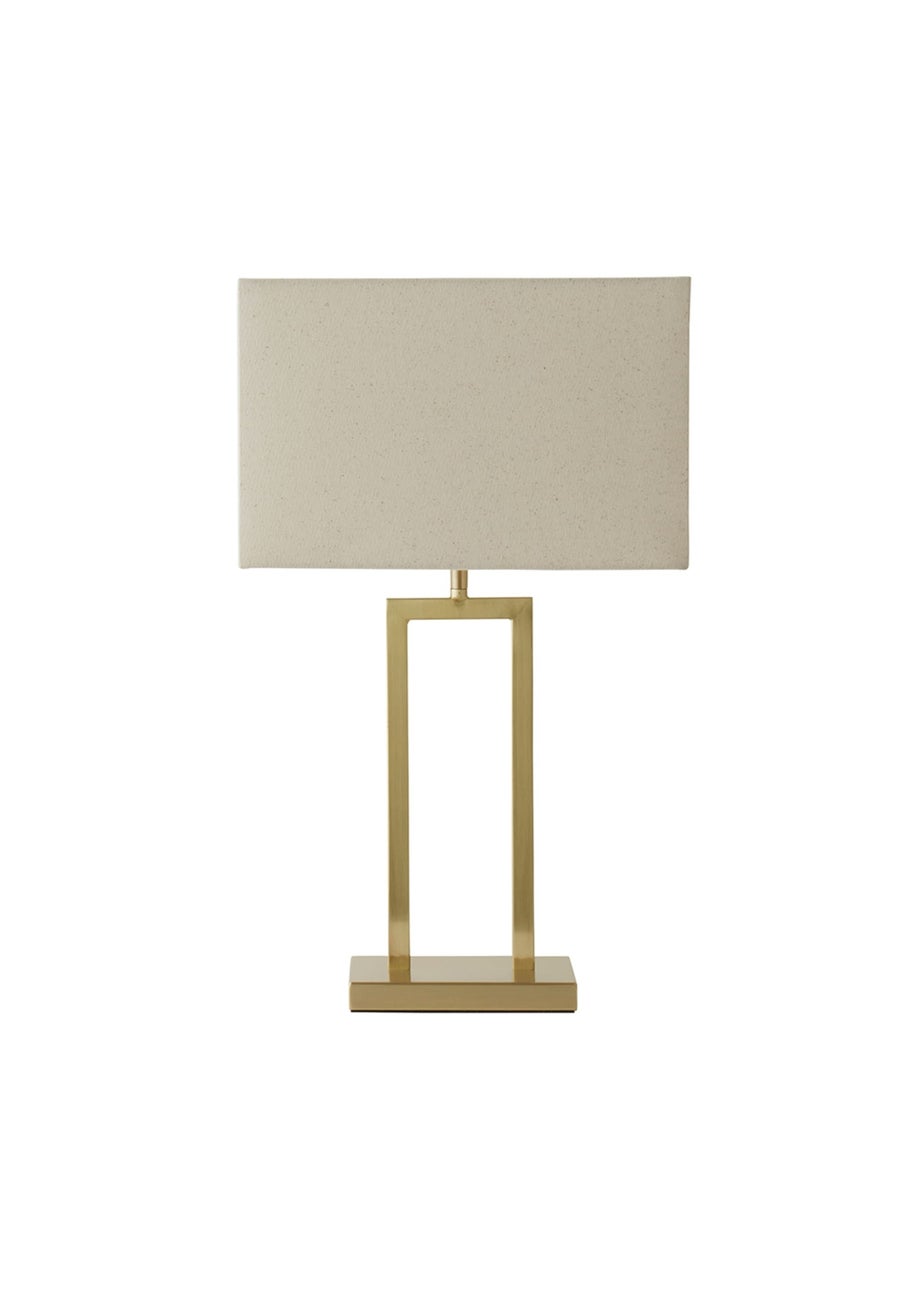 ValueLights Gloria Gold Double Stem Table Lamp with Rectangular Lampshade