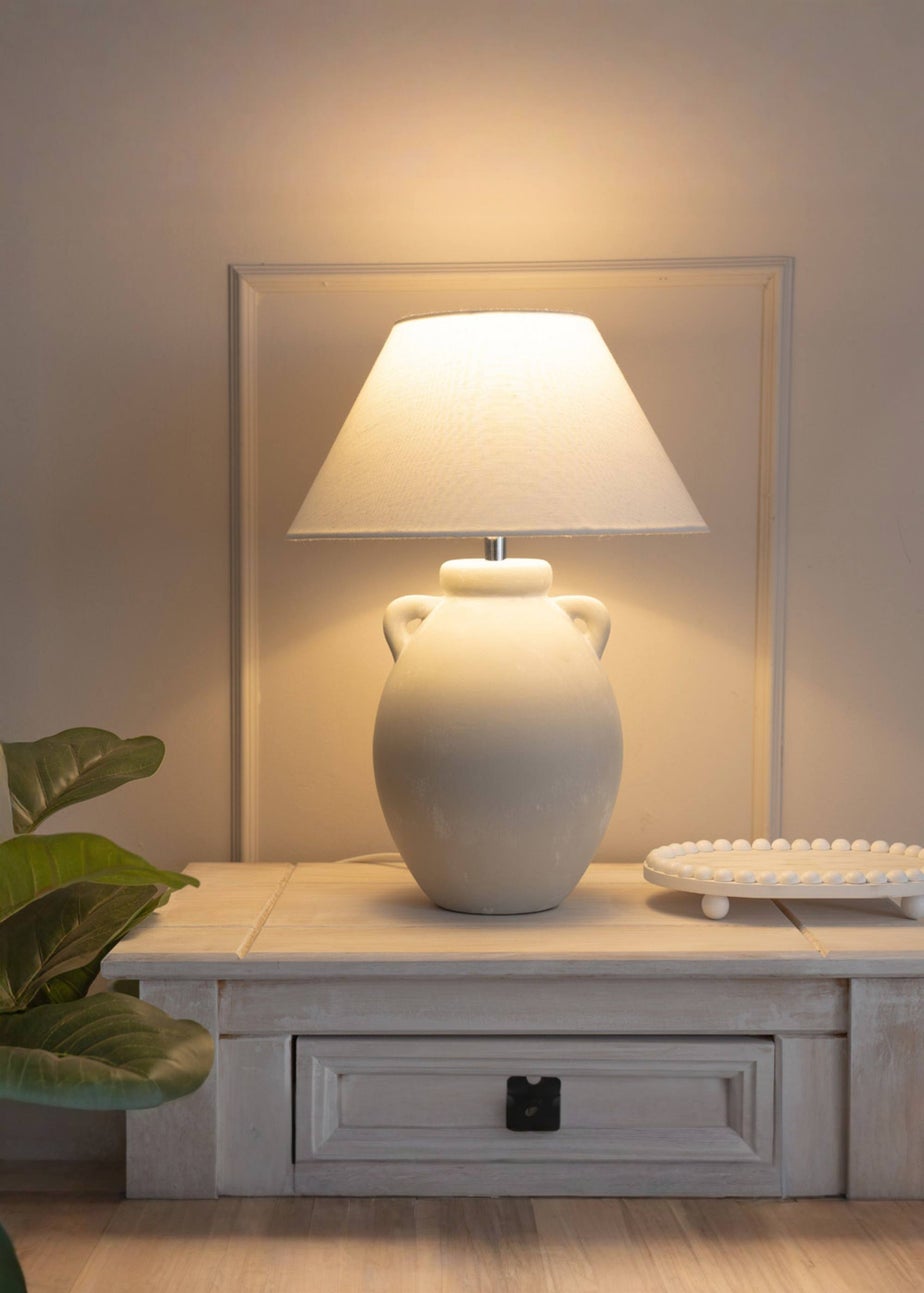 ValueLights Daphne Stoneware Ceramic Vase Table Lamp Tapered Lampshade