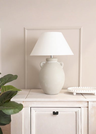 ValueLights Daphne Stoneware Ceramic Vase Table Lamp Tapered Lampshade