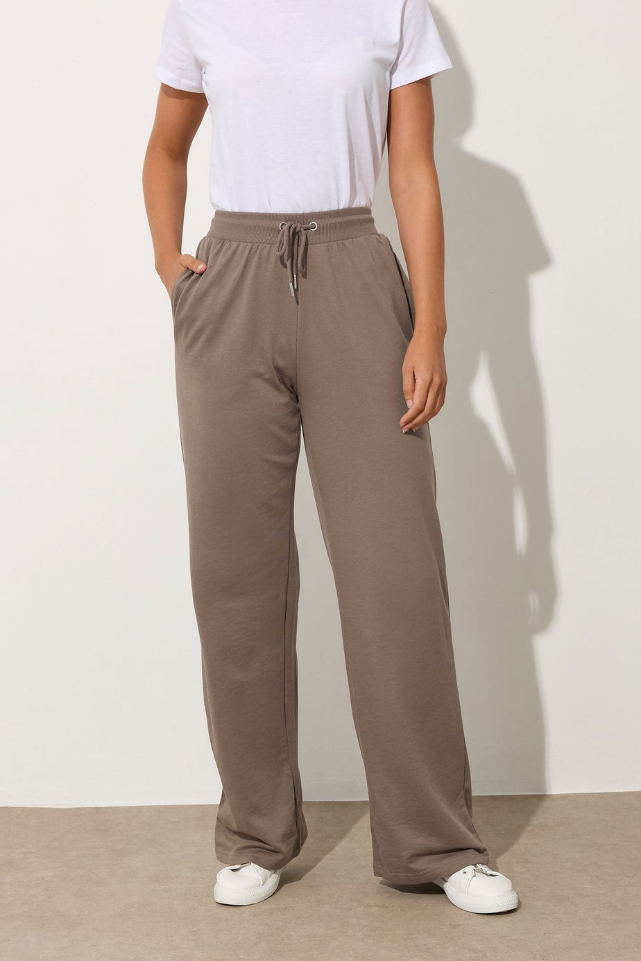 Long Tall Sally Beige Brown Wide Leg Joggers