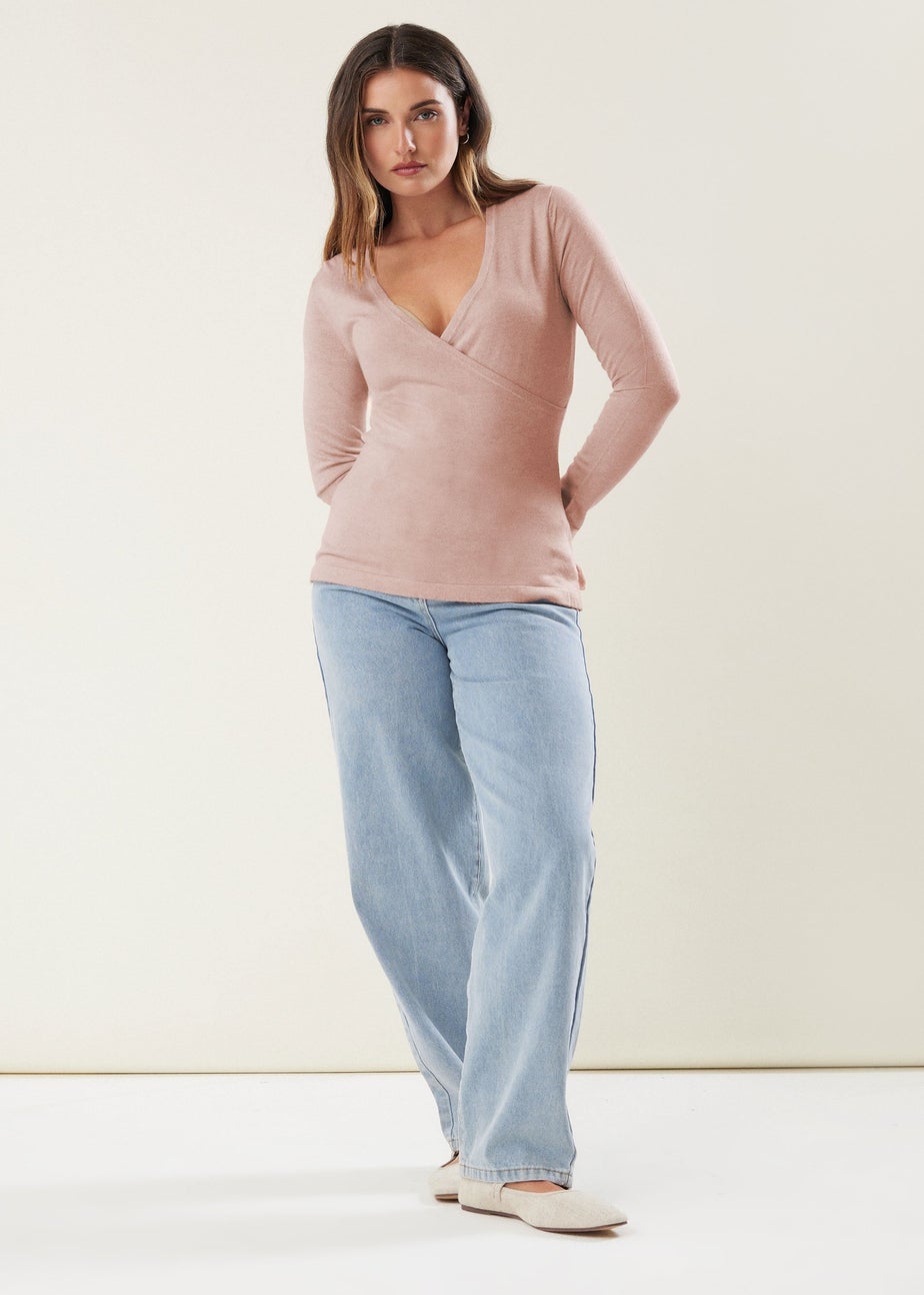 Long Tall Sally Light Pink Knit Wrap Top