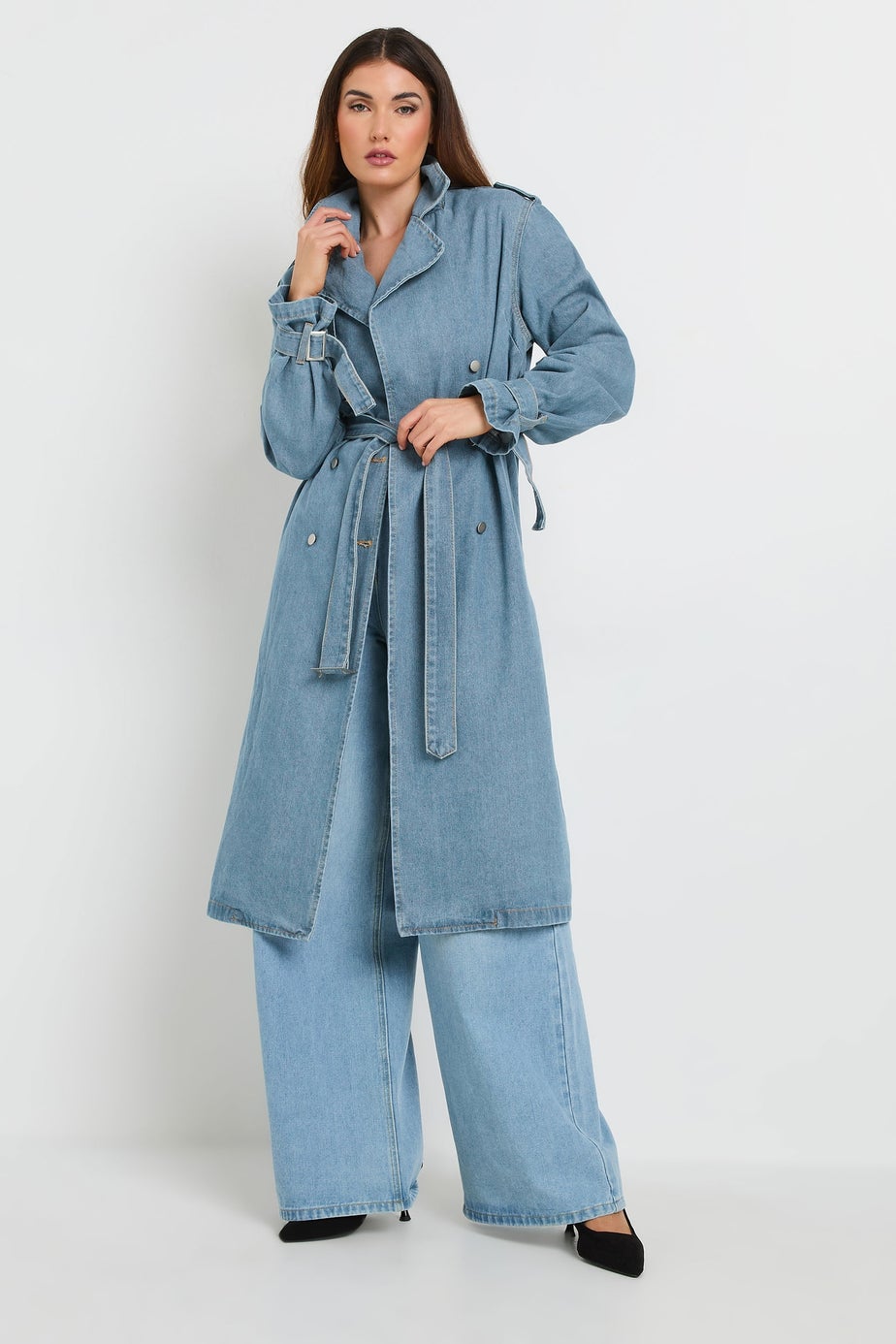 Long Tall Sally Light Blue Denim Trench Coat