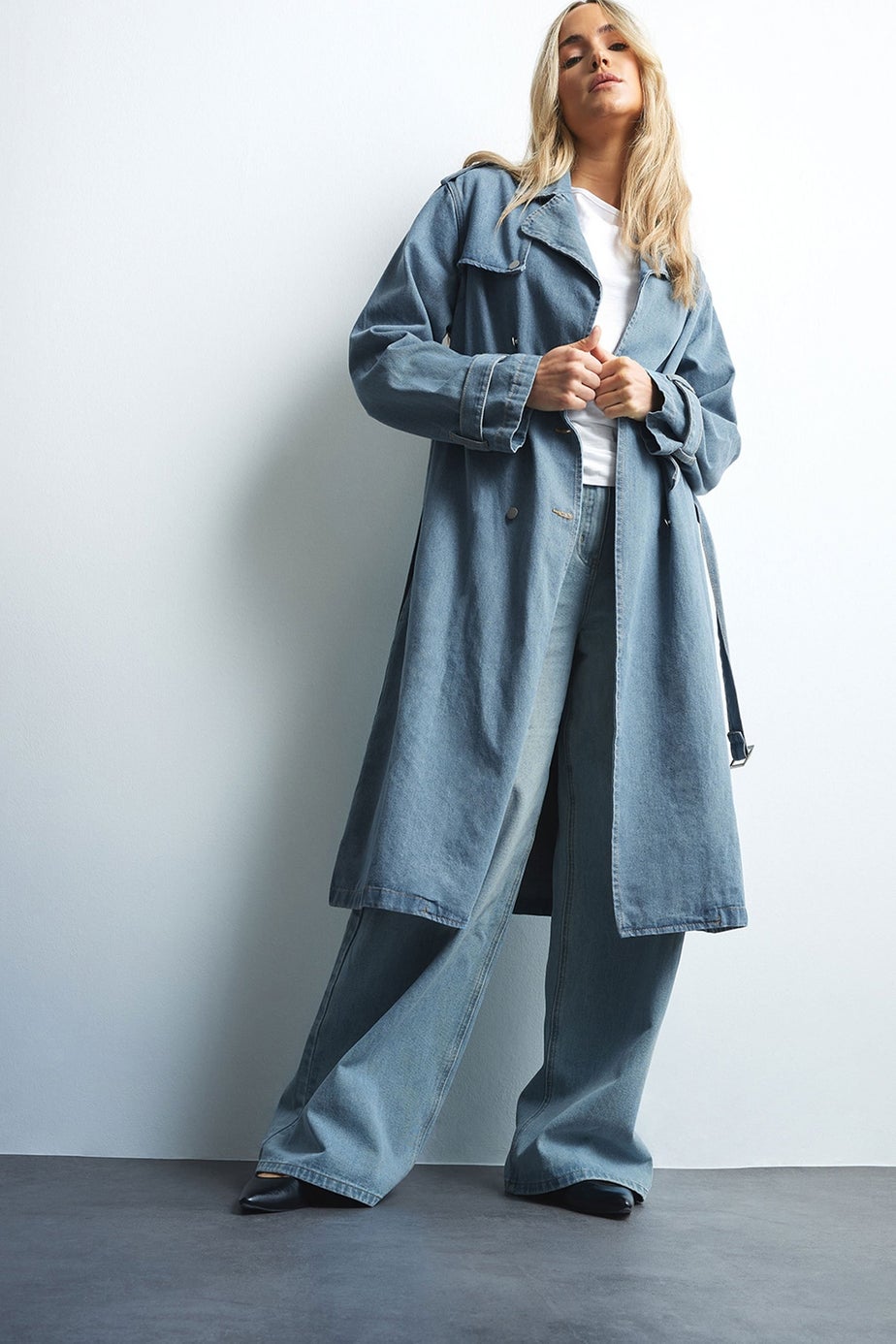 Long Tall Sally Light Blue Denim Trench Coat
