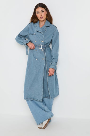 Long Tall Sally Light Blue Denim Trench Coat