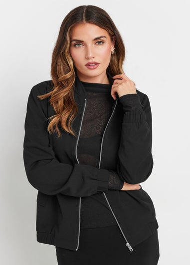 LTS Tall Black Scuba Zip Bomber Jacket