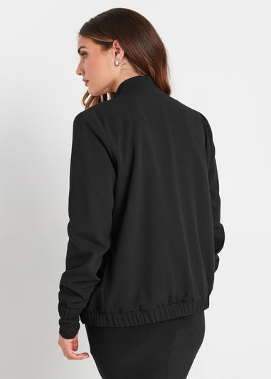 LTS Tall Black Scuba Zip Bomber Jacket