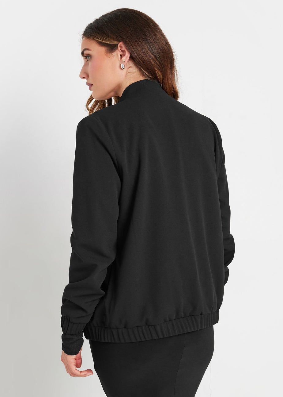 LTS Tall Black Scuba Zip Bomber Jacket
