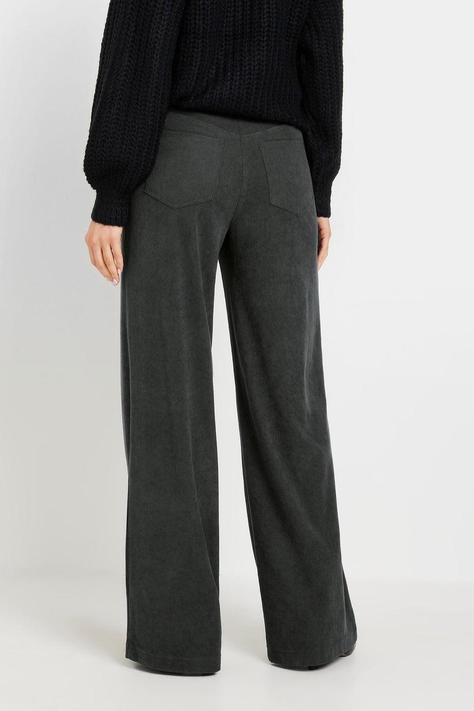 Long Tall Sally Premium Charcoal Grey Cord Wide Leg Jeans