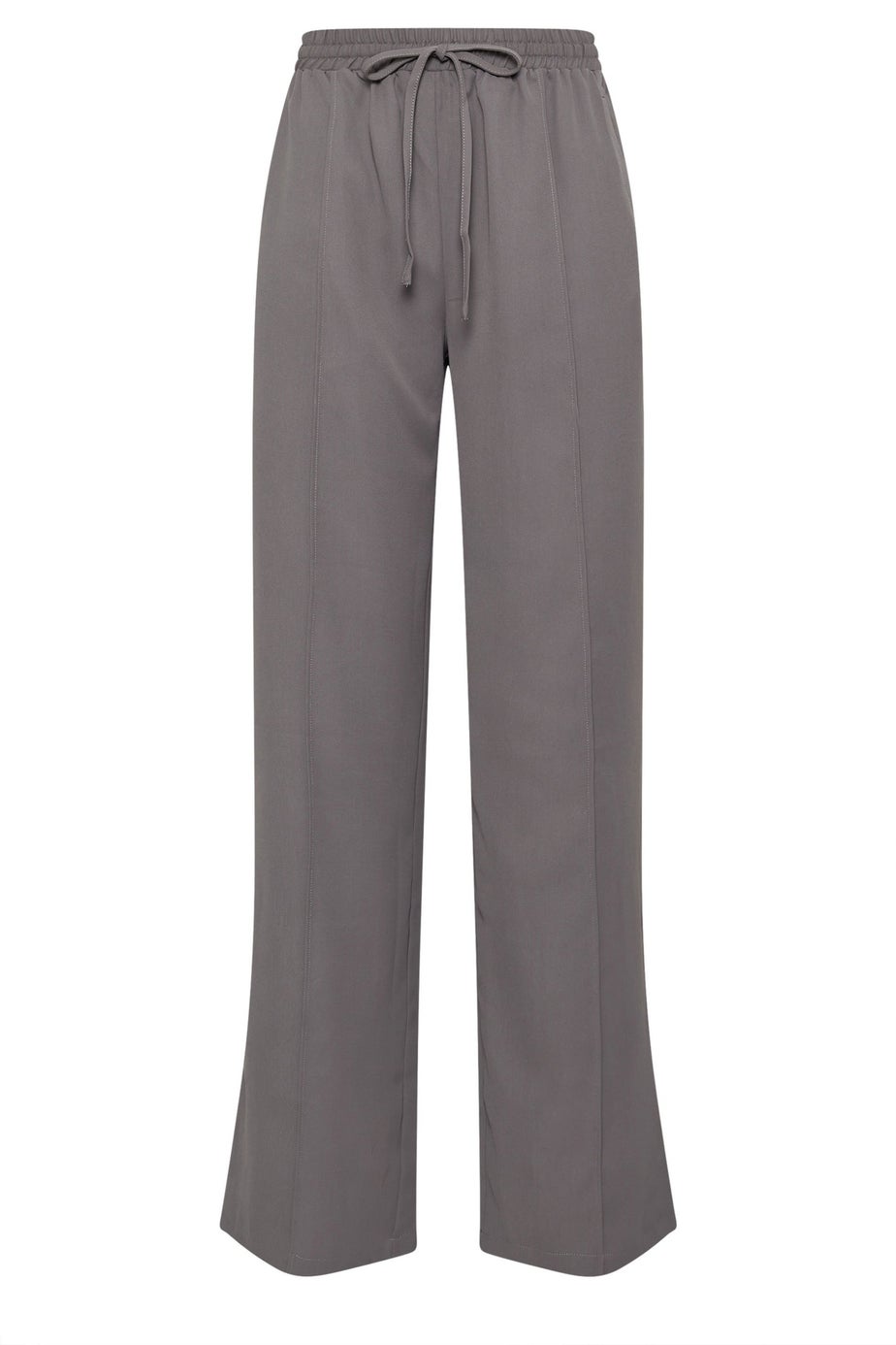 Long Tall Sally Grey Tie Waistband Wide Leg Trousers
