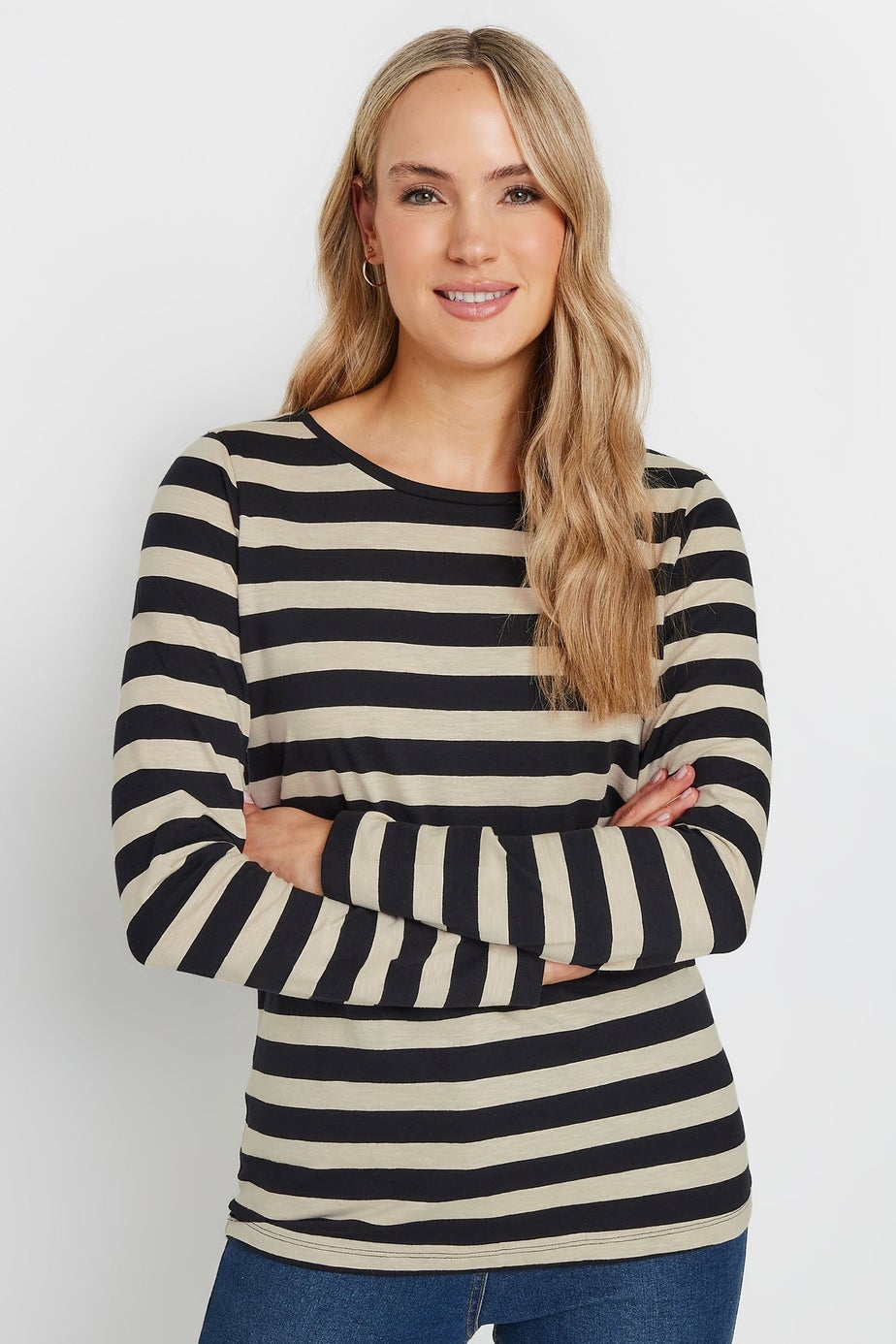 Long Tall Sally Black & White Long Sleeve T-Shirt Top