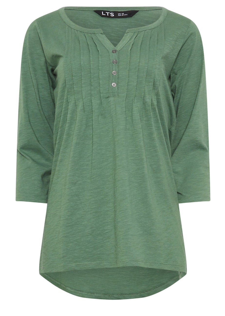 Long Tall Sally Khaki Green Henley Top