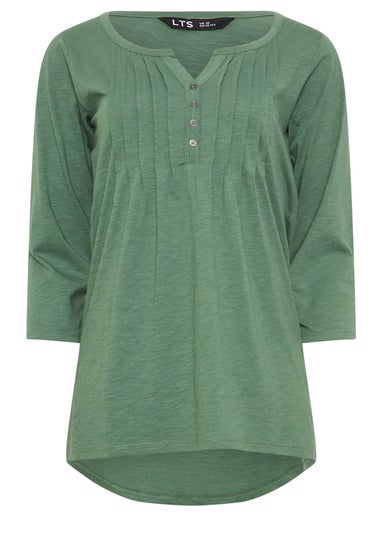 Long Tall Sally Khaki Green Henley Top