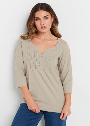 Long Tall Sally Natural Brown Henley Top