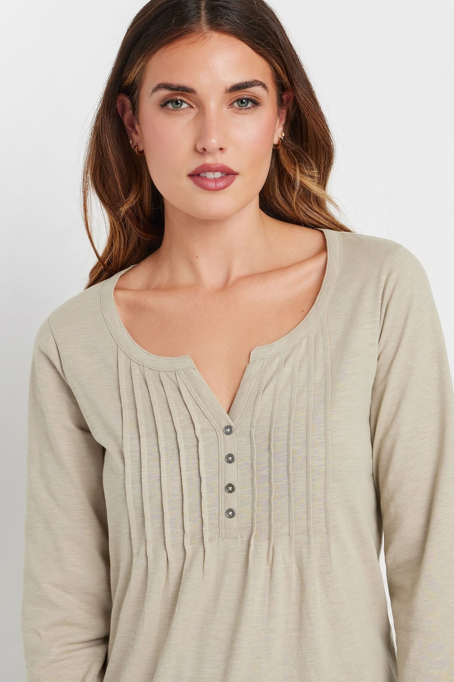 Long Tall Sally Natural Brown Henley Top