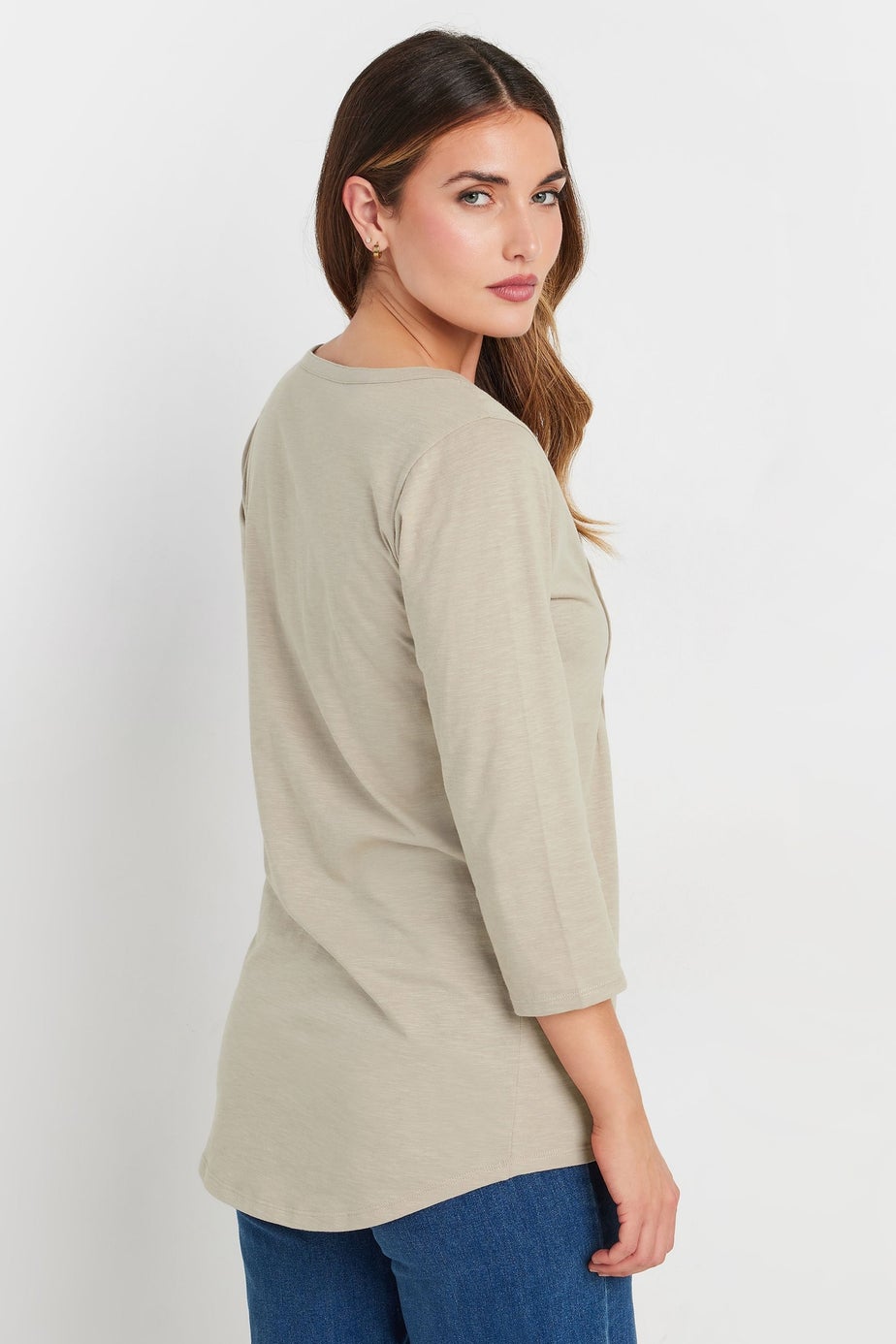 Long Tall Sally Natural Brown Henley Top