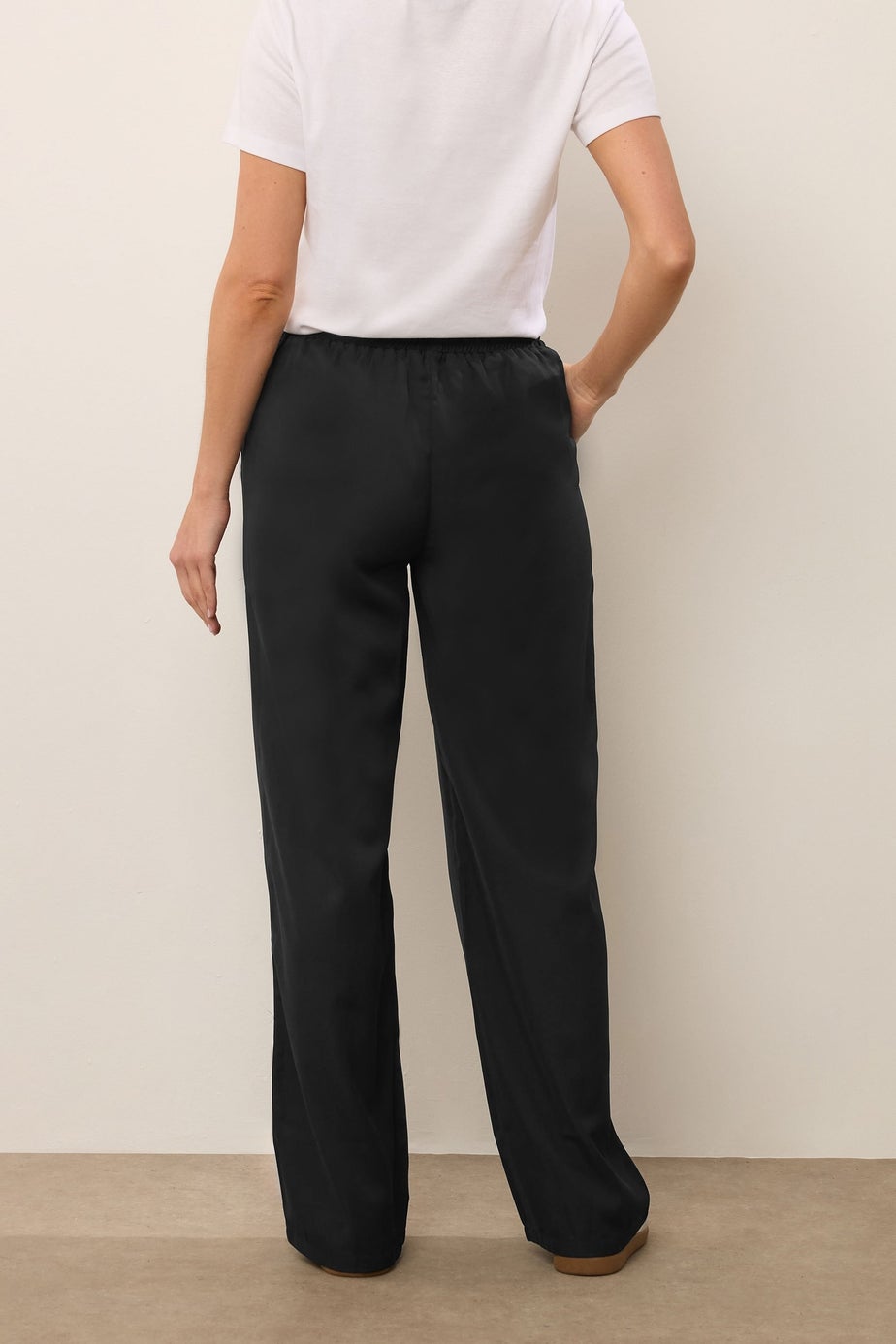Long Tall Sally Black Tie Waist Wide Leg Trousers