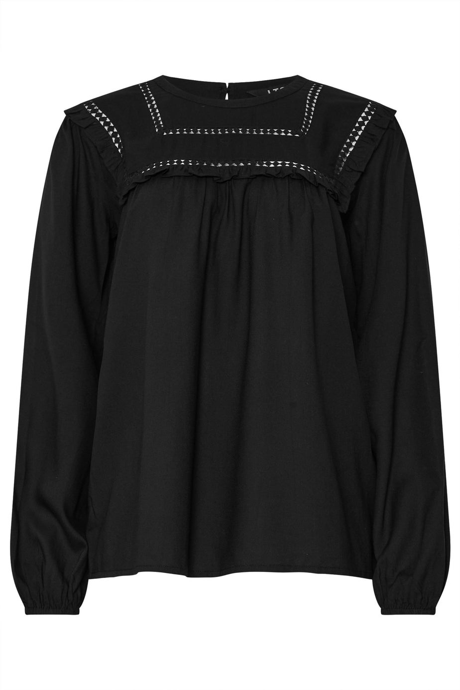 LTS Tall Black Woven Frill Blouse