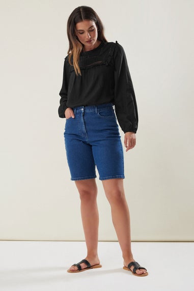 LTS Tall Black Woven Frill Blouse