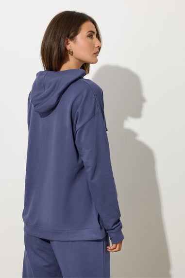 Long Tall Sally Blue Jersey Drawcord Hoodie