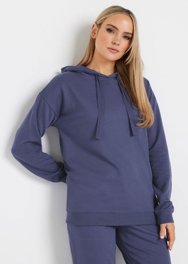 Long Tall Sally Blue Jersey Drawcord Hoodie