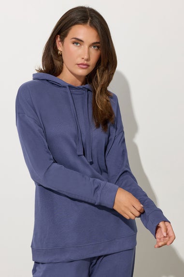 Long Tall Sally Blue Jersey Drawcord Hoodie