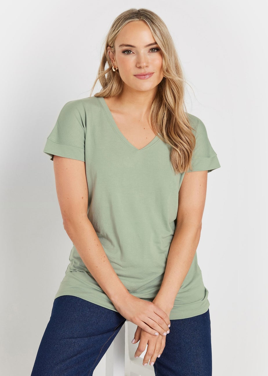 Long Tall Sally Premium Sage Green V-Neck Modal T-Shirt