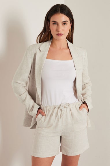 Long Tall Sally Stone Brown Linen Tie Shorts