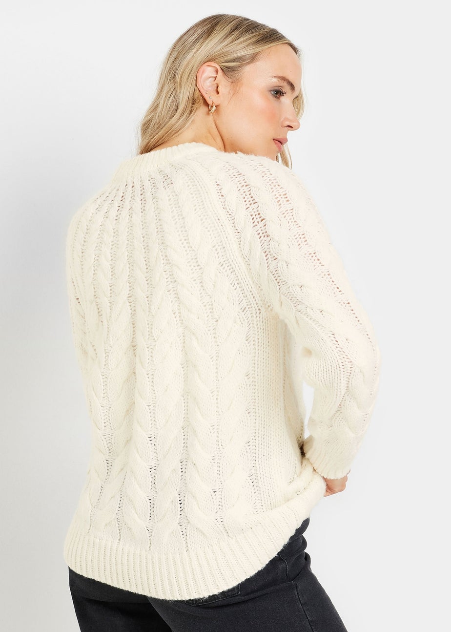 LTS Tall Ivory White Chunky Cable Knit Jumper