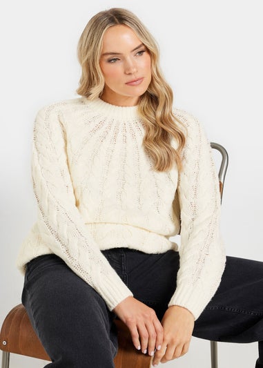LTS Tall Ivory White Chunky Cable Knit Jumper