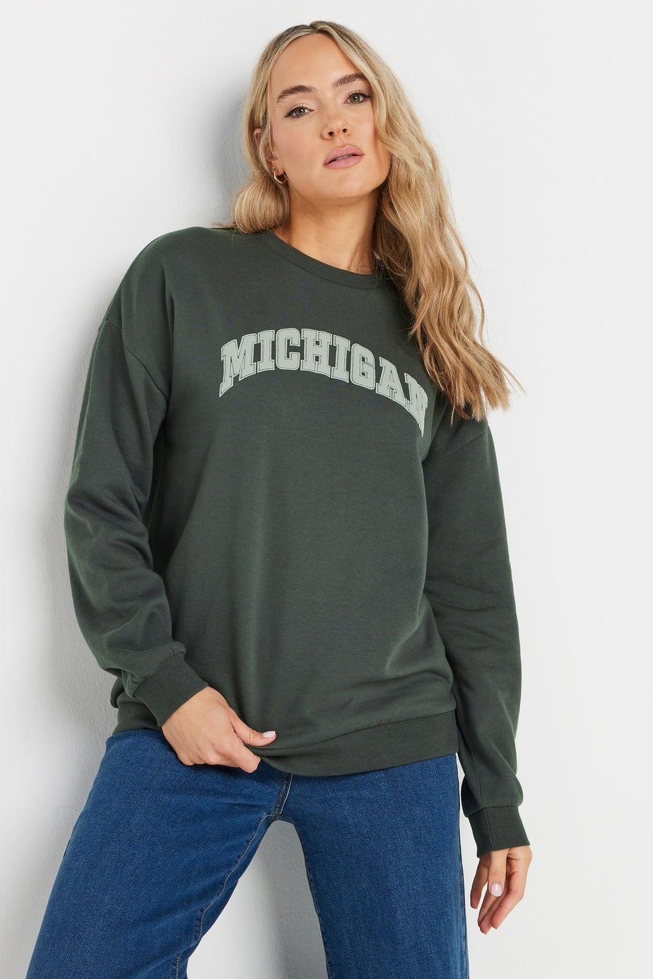 Long Tall Sally Charcoal Grey Michigan Slogan Sweatshirt
