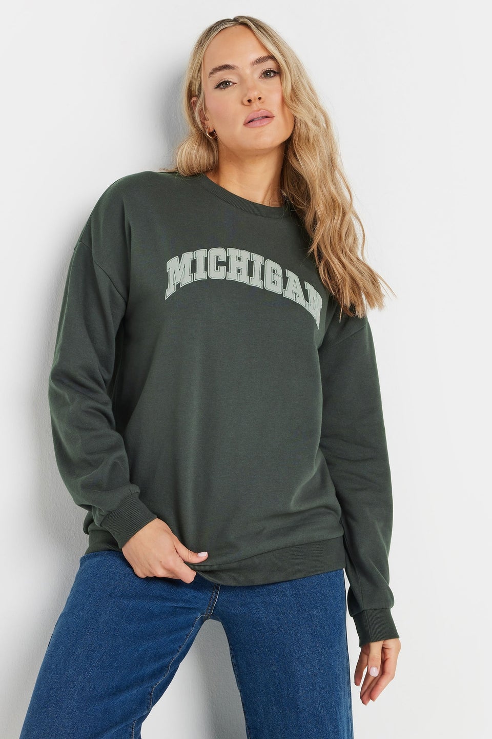 Long Tall Sally Charcoal Grey Michigan Slogan Sweatshirt