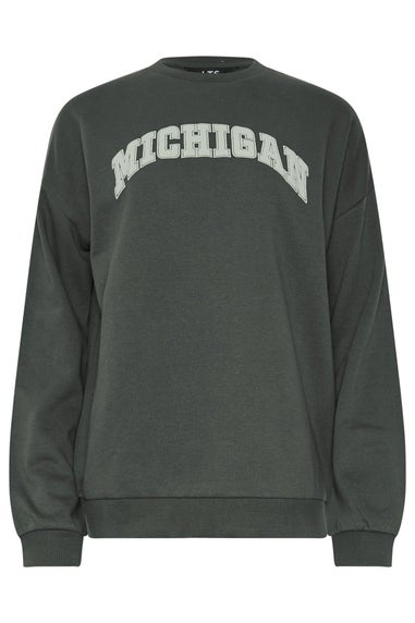 Long Tall Sally Charcoal Grey Michigan Slogan Sweatshirt