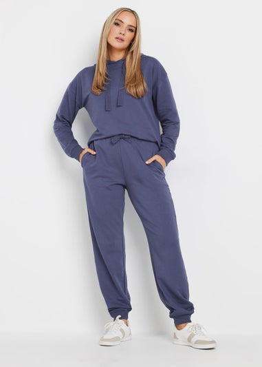 Long Tall Sally Blue Jersey Drawcord Cuffed Joggers