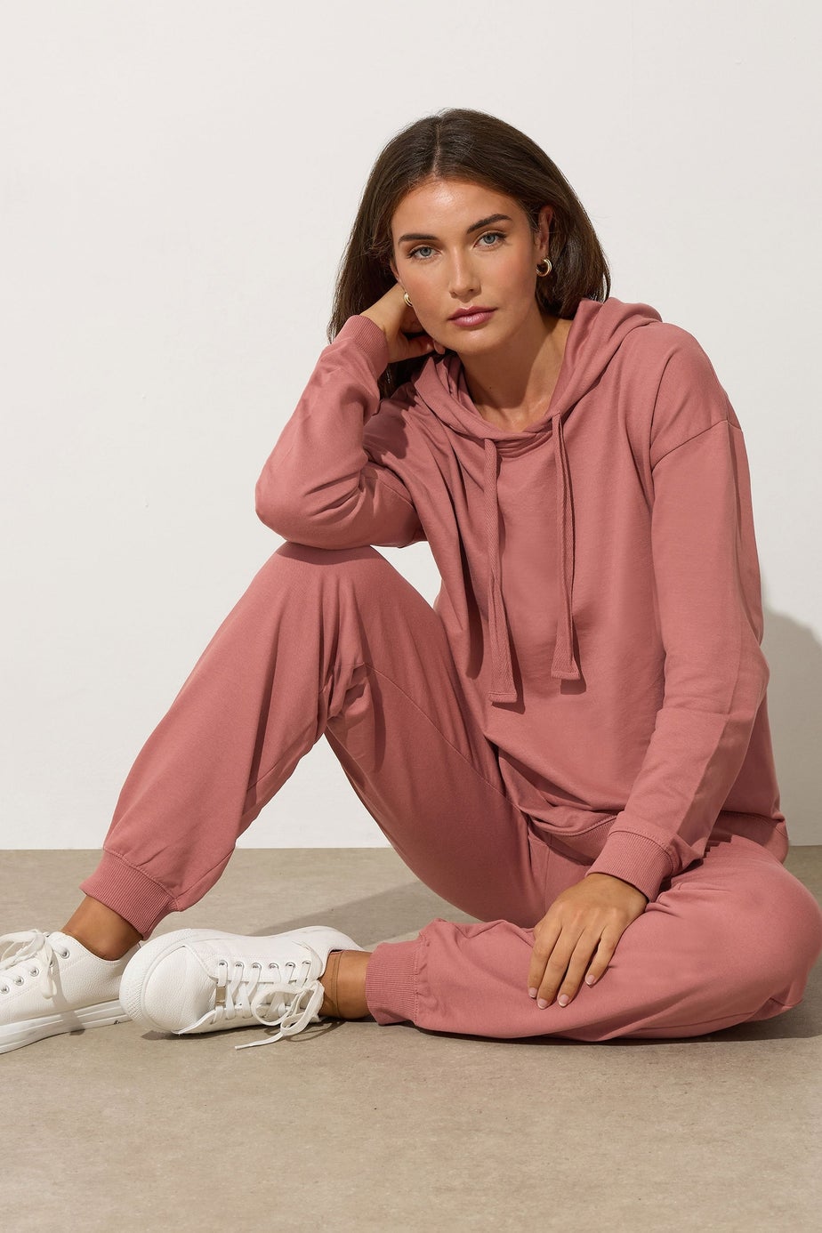 Long Tall Sally Coral Pink Jersey Drawcord Cuffed Joggers