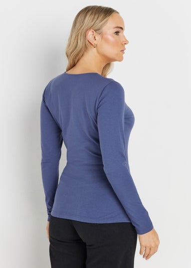 Long Tall Sally Blue Long Sleeve Wrap Top