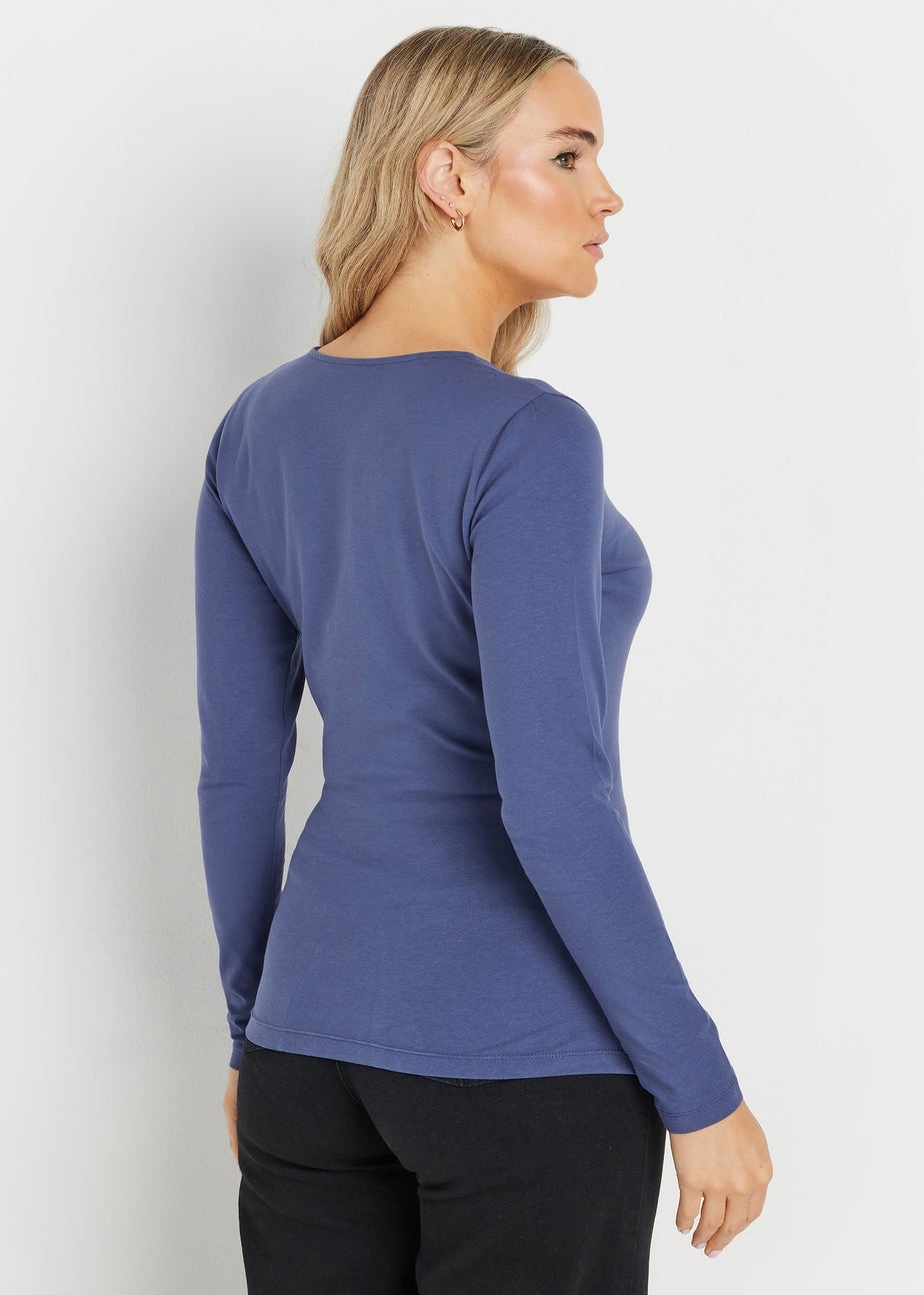 Long Tall Sally Blue Long Sleeve Wrap Top